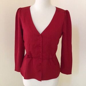 NWT! J. CREW Size 2 red satin crepe peplum top